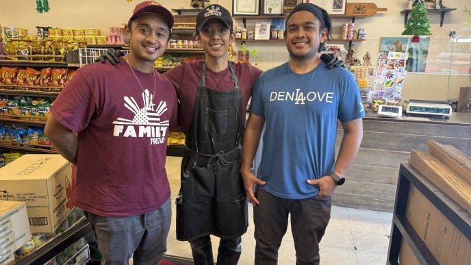 The Esteban brothers own and operate Chaaste Family Market in Pasadena — from left, Gabriel, Christian and Abraham.