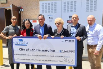Officials ceremoniously fund disaster preparedness in San Bernardino.