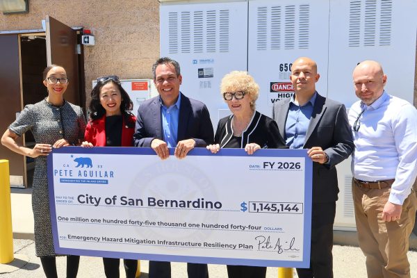 Officials ceremoniously fund disaster preparedness in San Bernardino.
