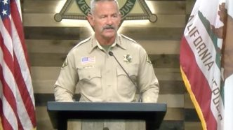 Sheriff Chad Bianco, who is also running for governor, speaks to reporters March 20 about his election probe.