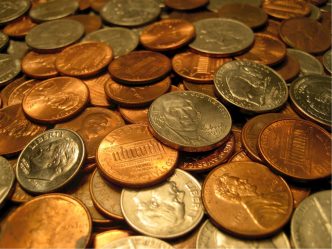 Coins, nickels, dimes, pennies