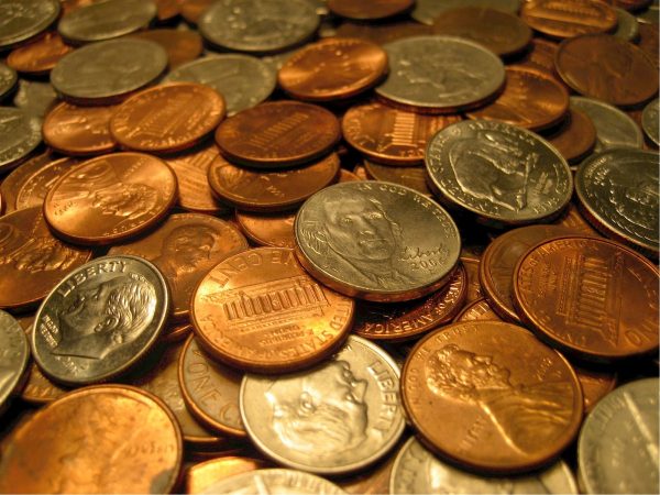 Coins, nickels, dimes, pennies