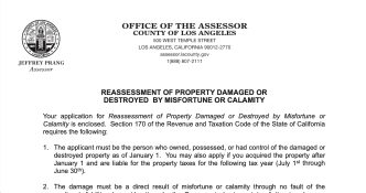 This application is for LA County property owners seeking a tax deferment because of wildfire impacts.