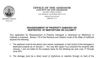 This application is for LA County property owners seeking a tax deferment because of wildfire impacts.