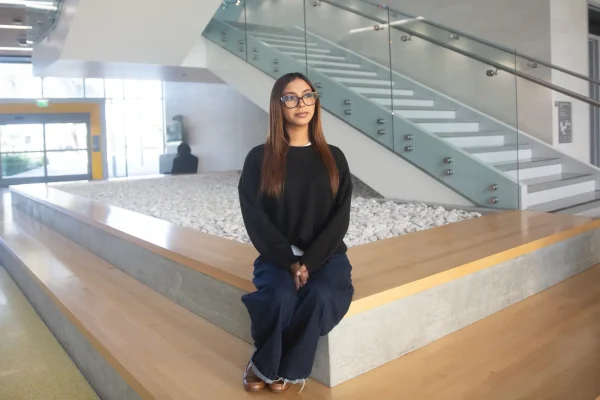 Student Vanessa Menera, 18, in the Innovation and Instruction Building at Cal State Dominguez Hills in Carson on Feb. 19, 2026.