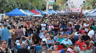 Residents experience an evening at Baldwin Park’s Street Market in the Park.