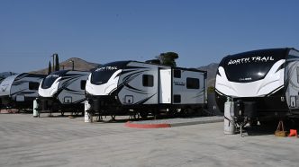 Trailers provide emergency housing for individuals and families experiencing homelessness.