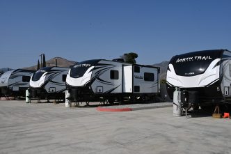 Trailers provide emergency housing for individuals and families experiencing homelessness.