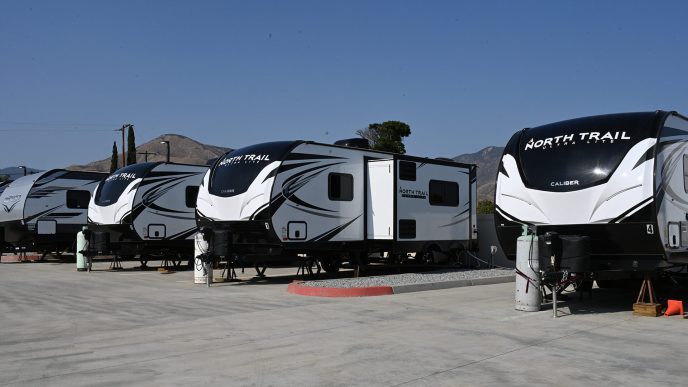 Trailers provide emergency housing for individuals and families experiencing homelessness.