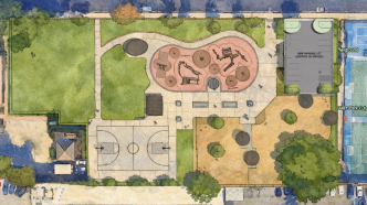This drawing shows planned improvements at Duarte Park totaling $5.2 million.