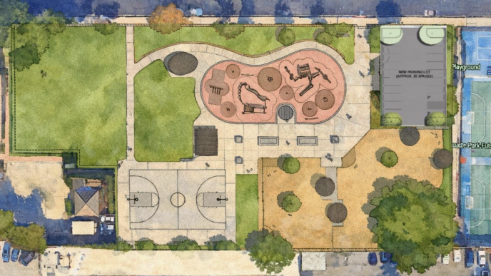 This drawing shows planned improvements at Duarte Park totaling $5.2 million.