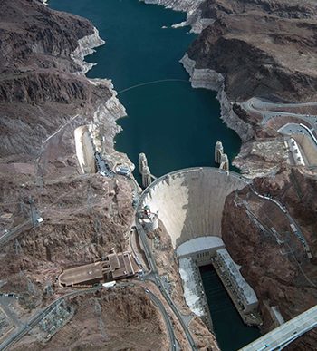Hoover Dam and Lake Mead.