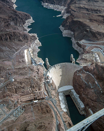 Hoover Dam and Lake Mead.