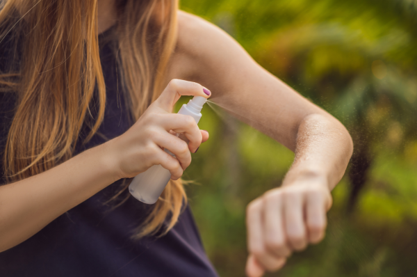 Spray-on mosquito repellant.