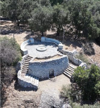 The non-operating fountain at the Emma E. Dickinson Bird Sanctuary.