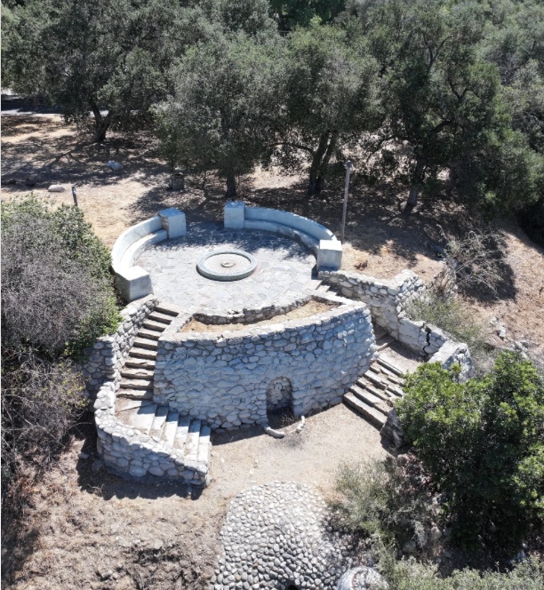The non-operating fountain at the Emma E. Dickinson Bird Sanctuary.