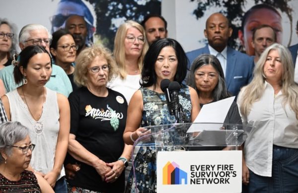 Joy Chen, executive director of Every Fire Survivor's Network, announces the organization has joined a national advocacy coalition with Public Citizen, the NAACP and the National Day Laborer Organizing Network.