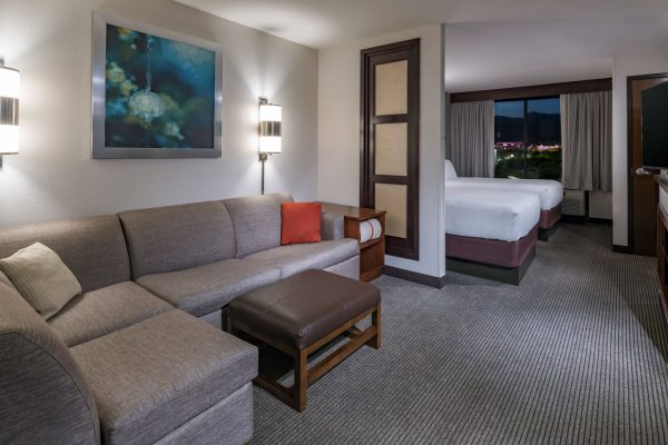 A hotel room in Ontario.