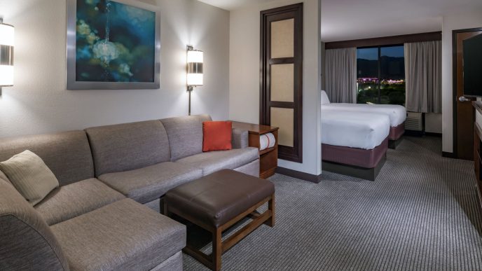 A hotel room in Ontario.