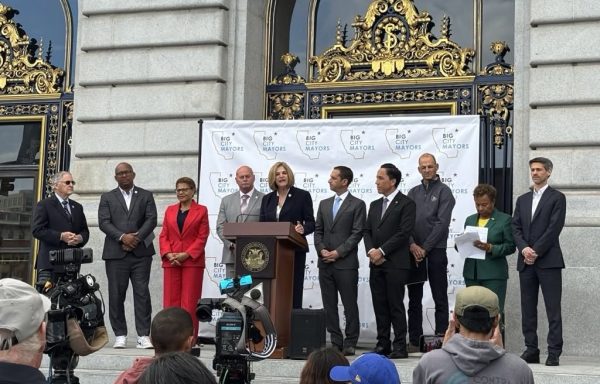 The California Big City Mayors gather in Sacramento in October 2025.