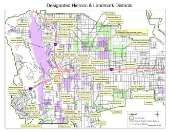 Pasadena's districts for historic and landmark properties.
