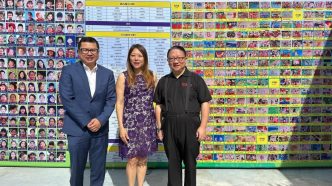 From left, Arcadia then-Mayor Michael Cao, State Treasurer Fiona Ma and James Su at an event in 2024.