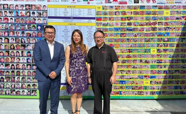 From left, Arcadia then-Mayor Michael Cao, State Treasurer Fiona Ma and James Su at an event in 2024.