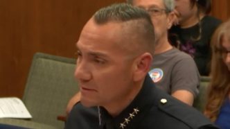 Chief of Police Rafael Quintero speaks with council members during a public meeting Sept. 15, 2026.