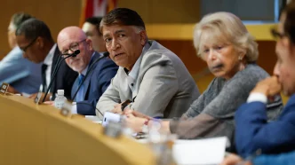 Ian Choudri, chief executive officer of the California High-Speed Rail Authority, speaks during a special board meeting at the California Natural Resources Agency in Sacramento on Oct. 9, 2026.