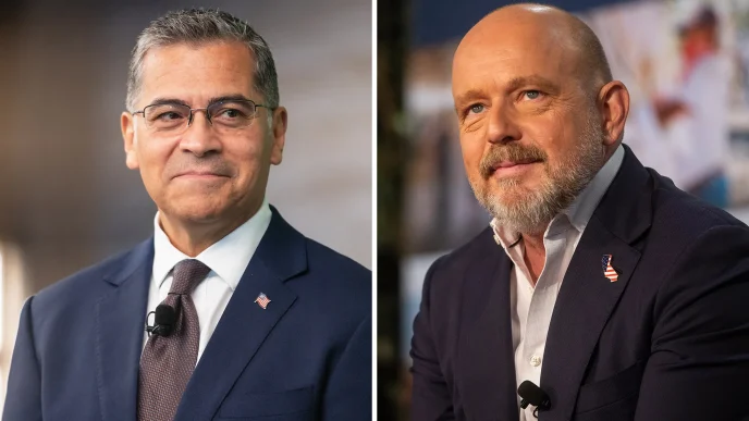 From left, gubernatorial candidates Xavier Becerra and Steve Hilton.