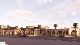 An artist's depiction shows the forthcoming commercial complex that will feature Porto's Bakery & Cafe at Archibald Avenue and Inland Empire Boulevard.