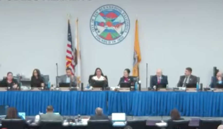 San Bernardino City Council members attend their meeting on Oct. 20, 2026.