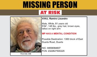 Ramiro Ayau, 81, went missing in Duarte.
