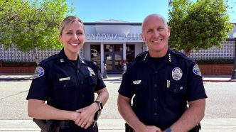 Capt. Sarah Covarrubias and Chief of Police Heath Harvey.