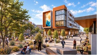 A conceptual rendering depicts the proposed Legacy Village development.