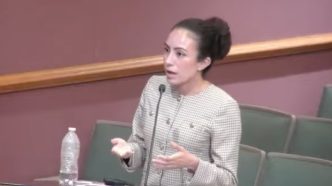 State Sen. Sasha Renée Perez speaks about new legislation at the Monrovia City Council meeting Oct. 6, 2026.
